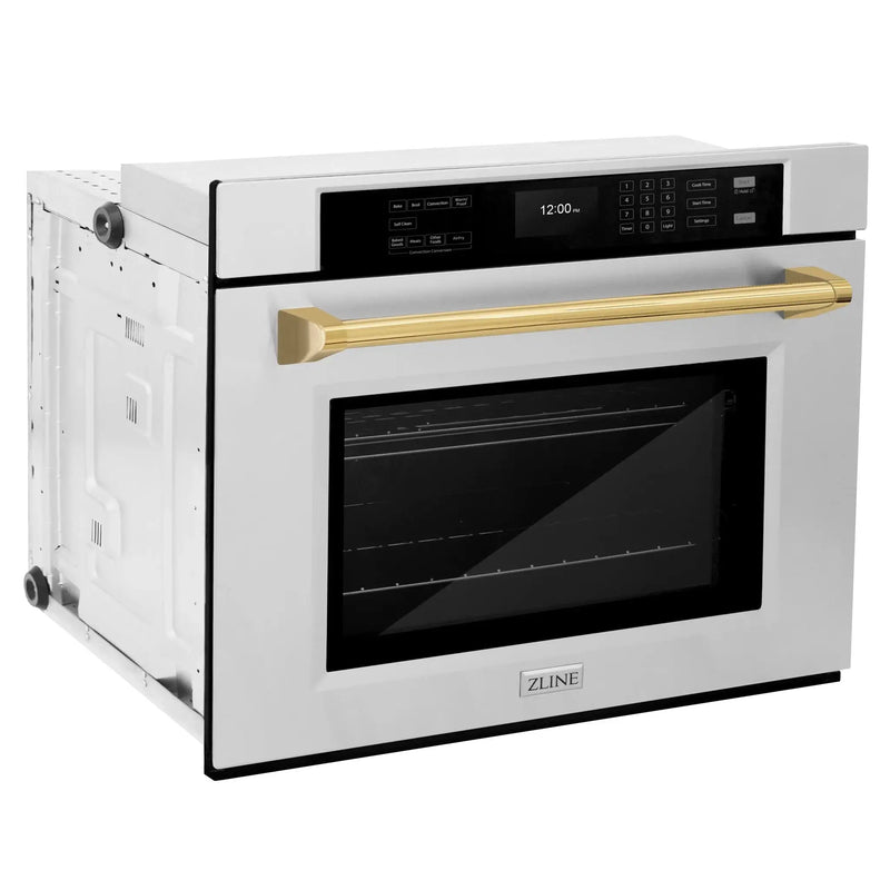 ZLINE 30" Autograph Edition Professional True Convection Single Wall Oven, Air Fry, Self Clean, Stainless Steel, Gold WASZ-30-G by Farmhouse Kitchen and Bath