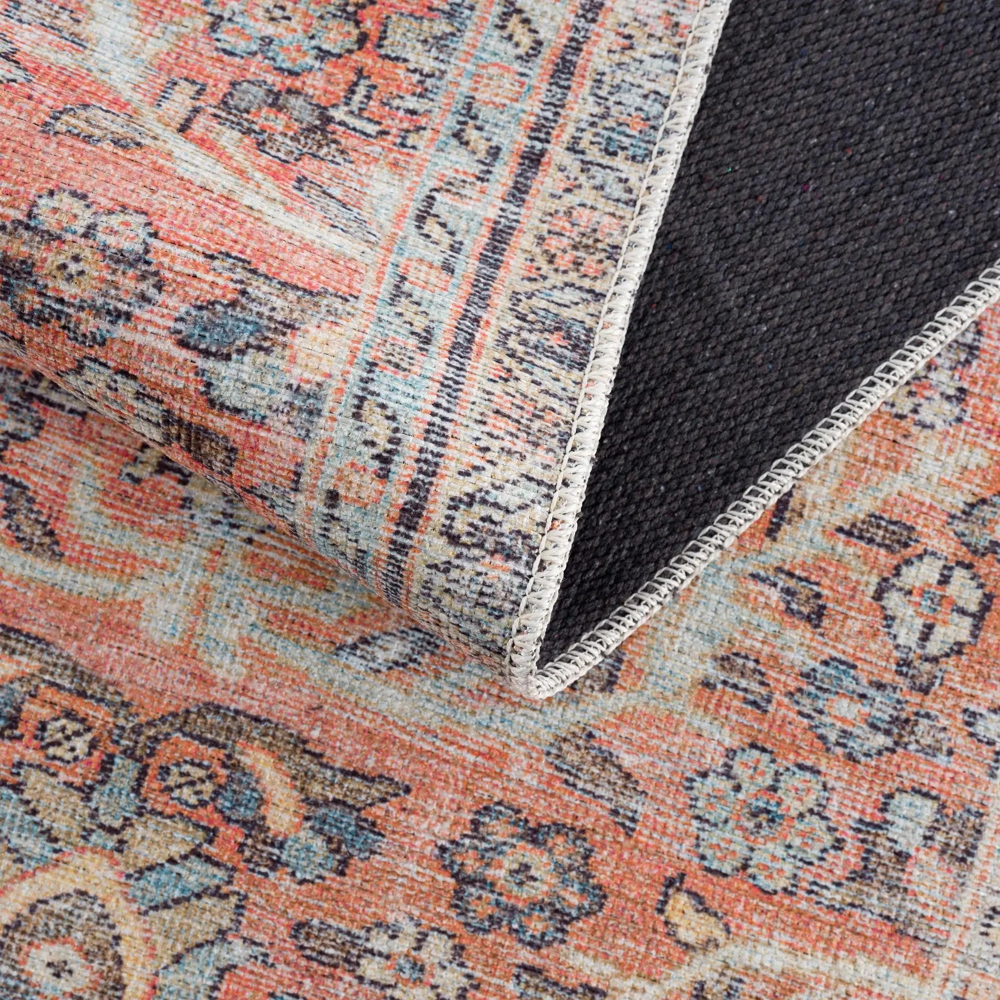 Urpi Rose & Blue Washable Area Rug - Clearance by Boutique Rugs
