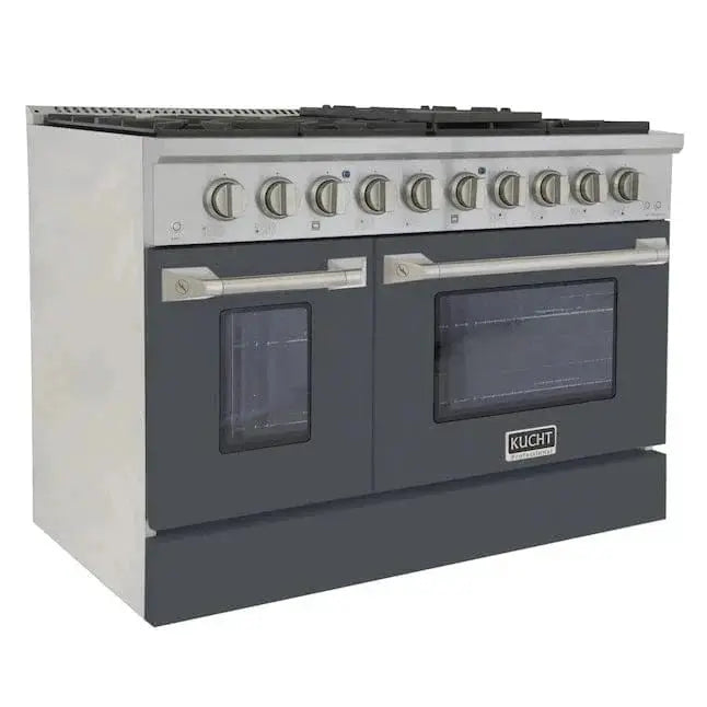 Kucht 48" Gas Range in Stainless Steel with Grey Oven Doors, KNG481-GR by Farmhouse Kitchen and Bath