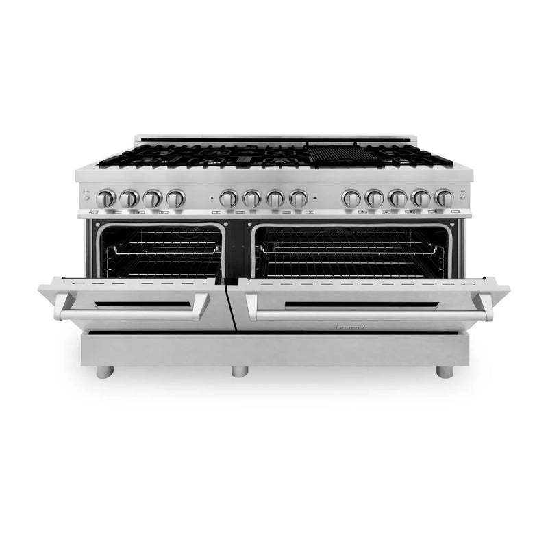 ZLINE 60" Professional Dual Fuel Range with Snow Finish Door, RA-SN-60 by Farmhouse Kitchen and Bath