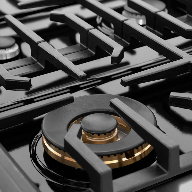 ZLINE 36" Paramount Gas Rangetop Black Stainless Steel Polished Gold SRTBZ-36-G by Farmhouse Kitchen and Bath