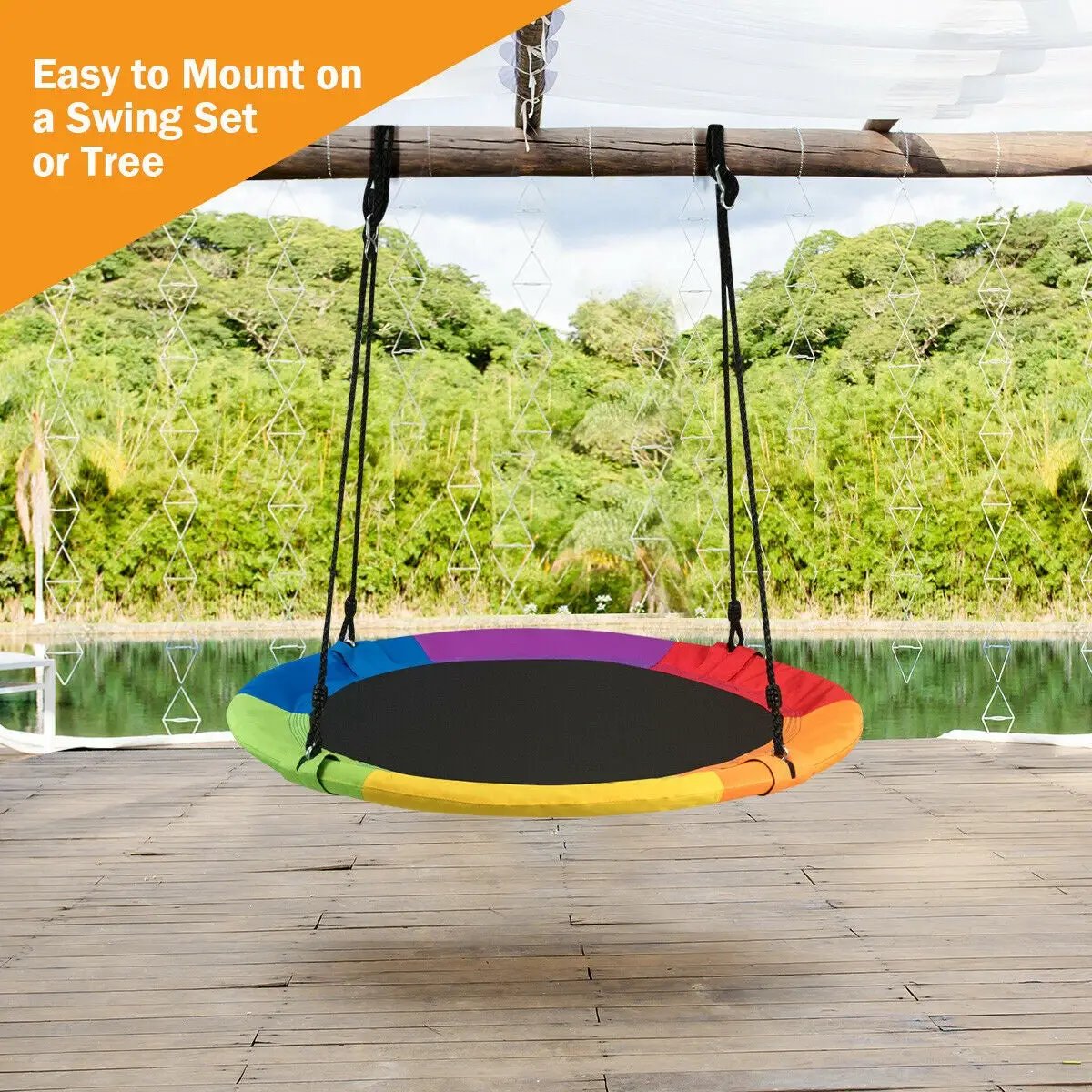 40 Inch Flying Saucer Tree Swing Outdoor Play for Kids by DirectDeals