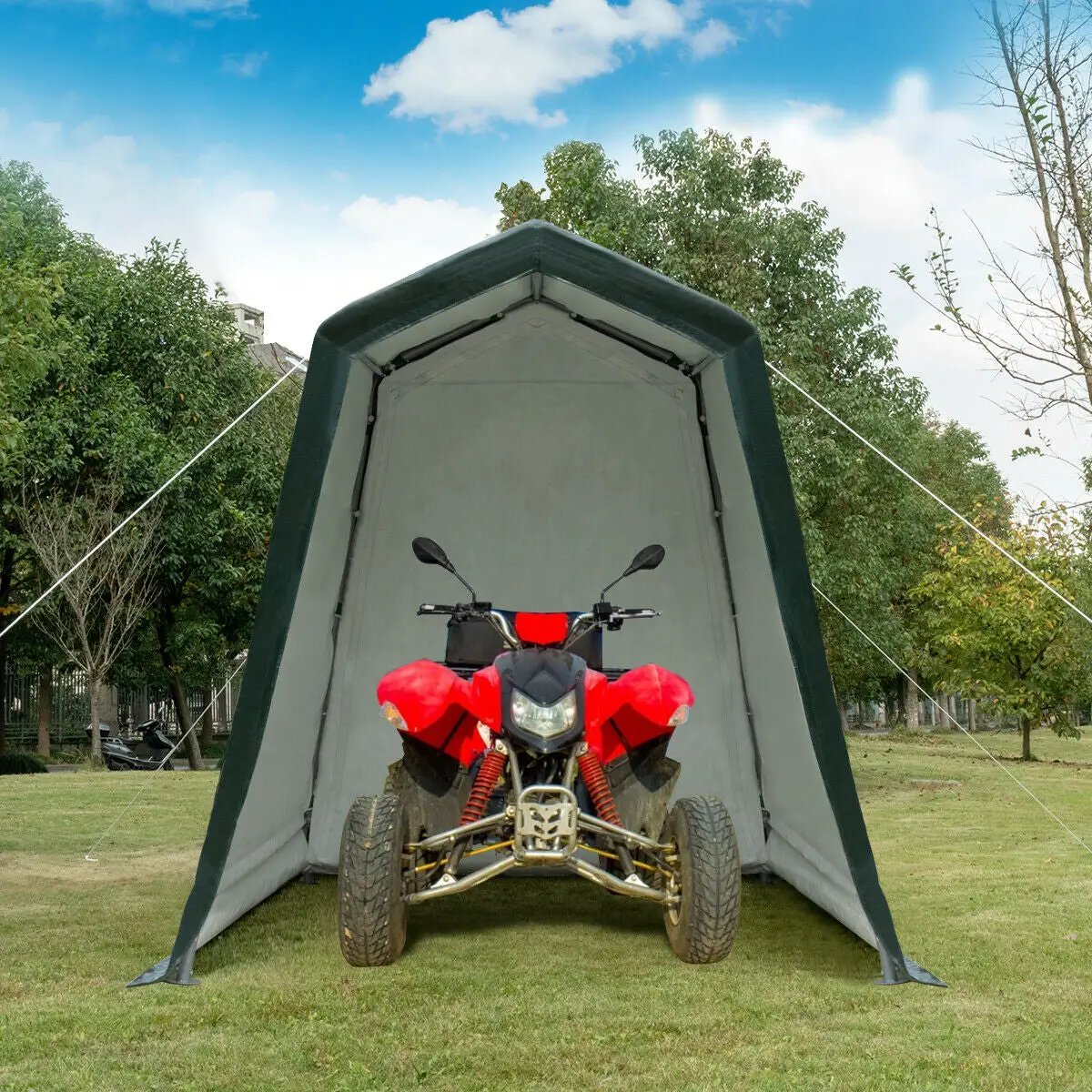 Outdoor Carport Shed with Sidewalls and Waterproof Ripstop Cover by DirectDeals