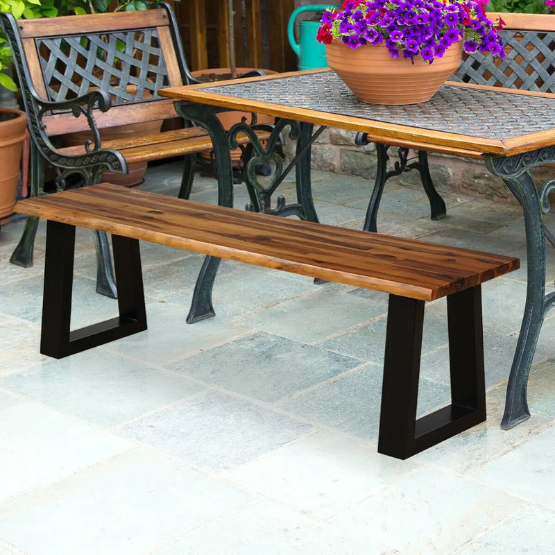 Solid Acacia Wood Patio Bench Dining Bench Seating Chair by DirectDeals