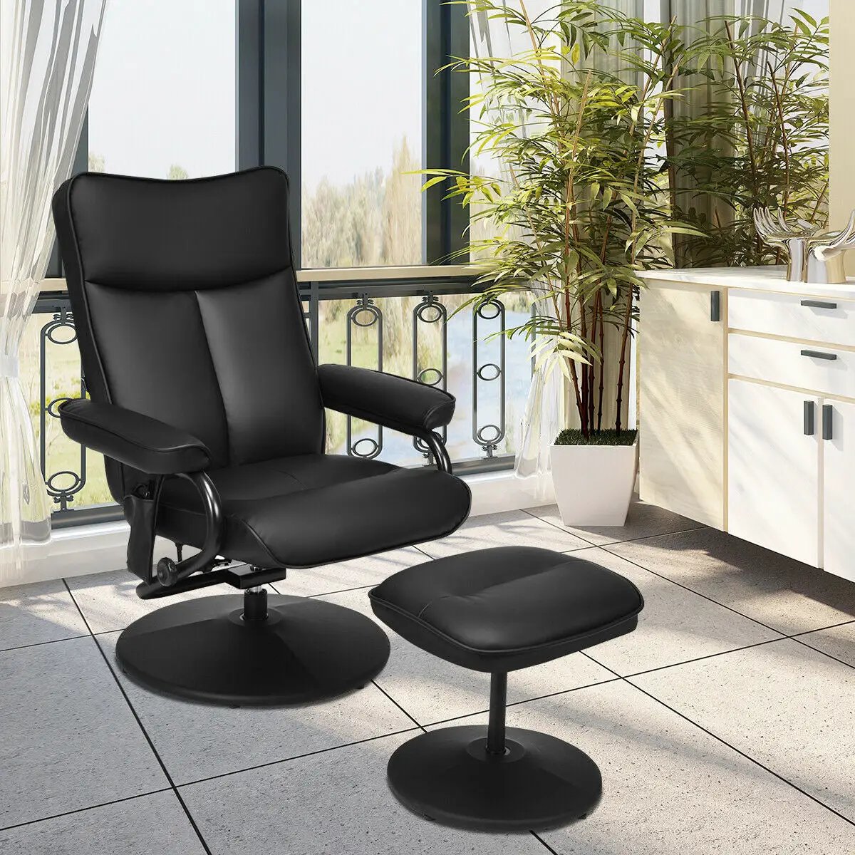 Electric Massage Recliner Chair with Ottoman and Remote Control by DirectDeals