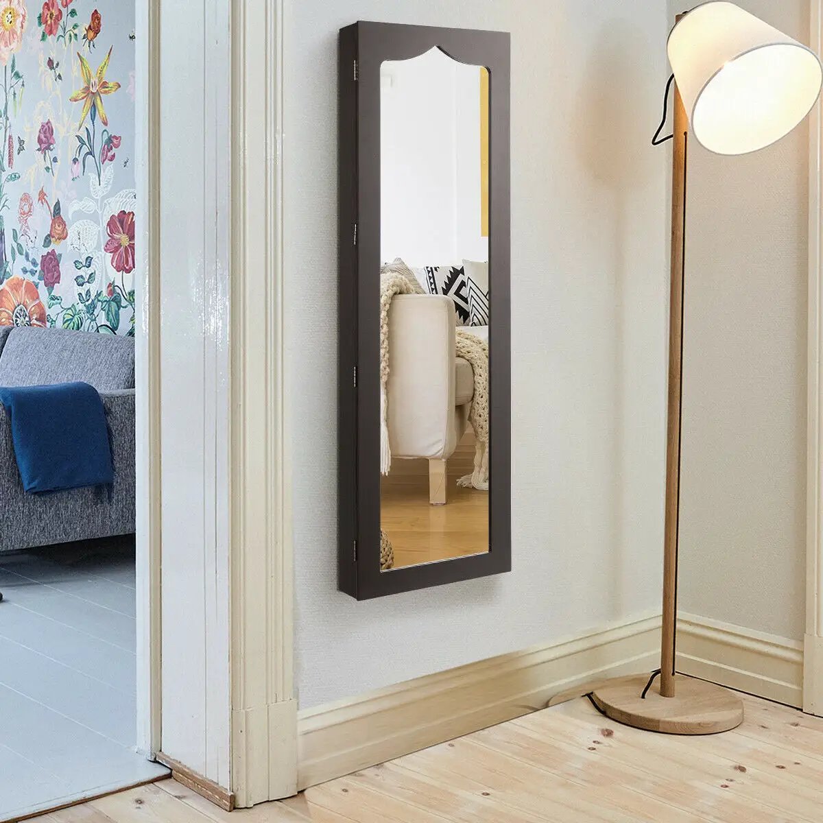5 LEDs Jewelry Armoire Wall Mounted / Door Hanging Mirror by DirectDeals