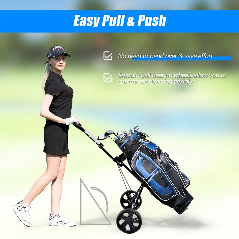 Folding 2 Wheels Push Pull Golf Cart Trolley with Scoreboard by DirectDeals