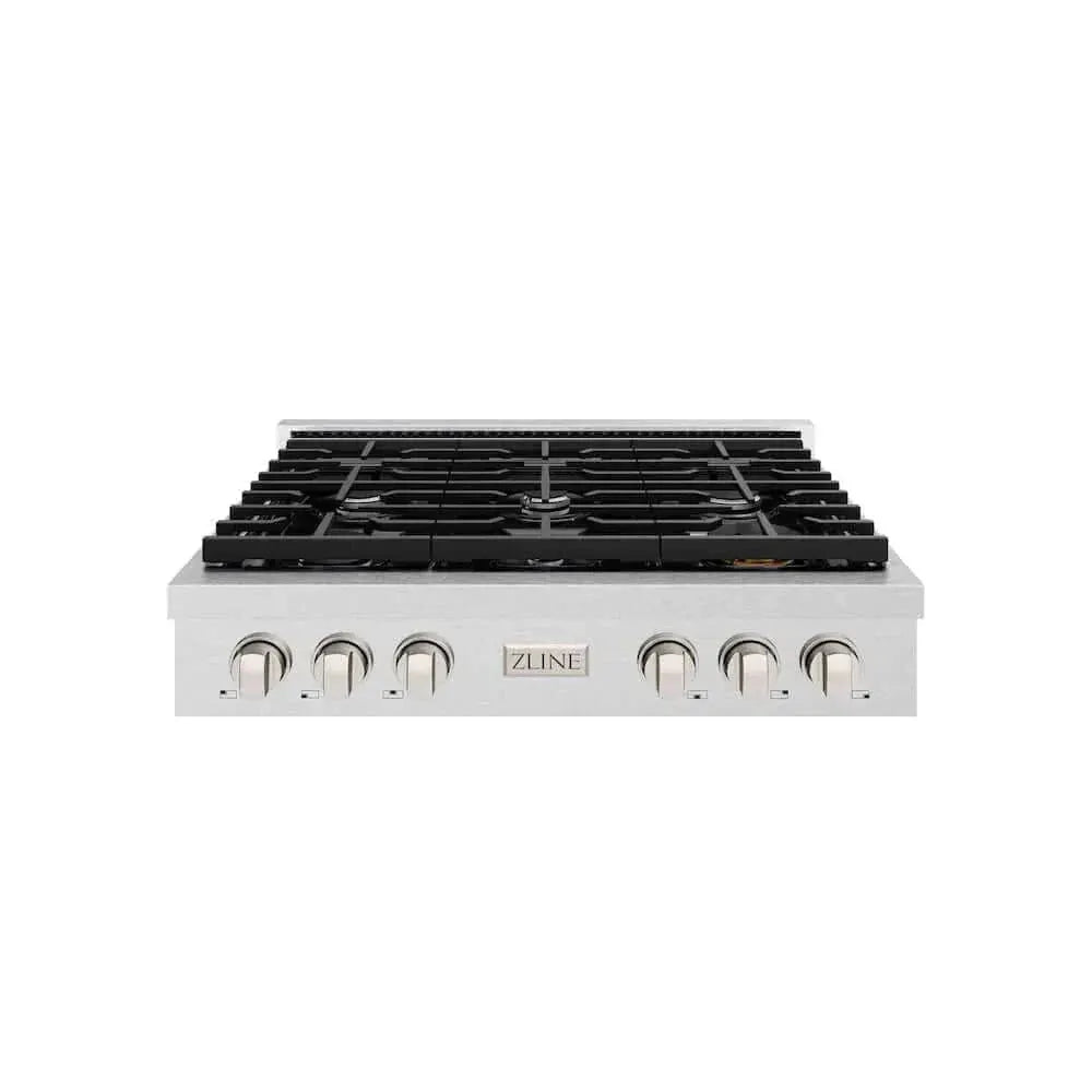 ZLINE 36" Paramount Gas Rangetop DuraSnow® Stainless Steel SRTS-36 by Farmhouse Kitchen and Bath