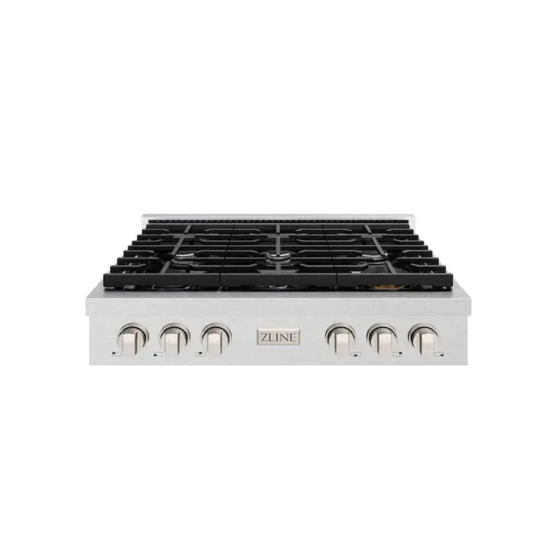 ZLINE 36" Paramount Gas Rangetop DuraSnow® Stainless Steel SRTS-36 by Farmhouse Kitchen and Bath