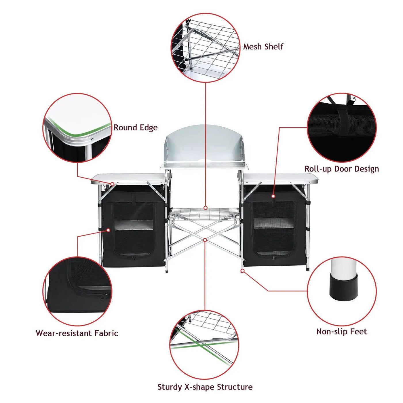 Folding Camping Table with Storage Organizer by DirectDeals