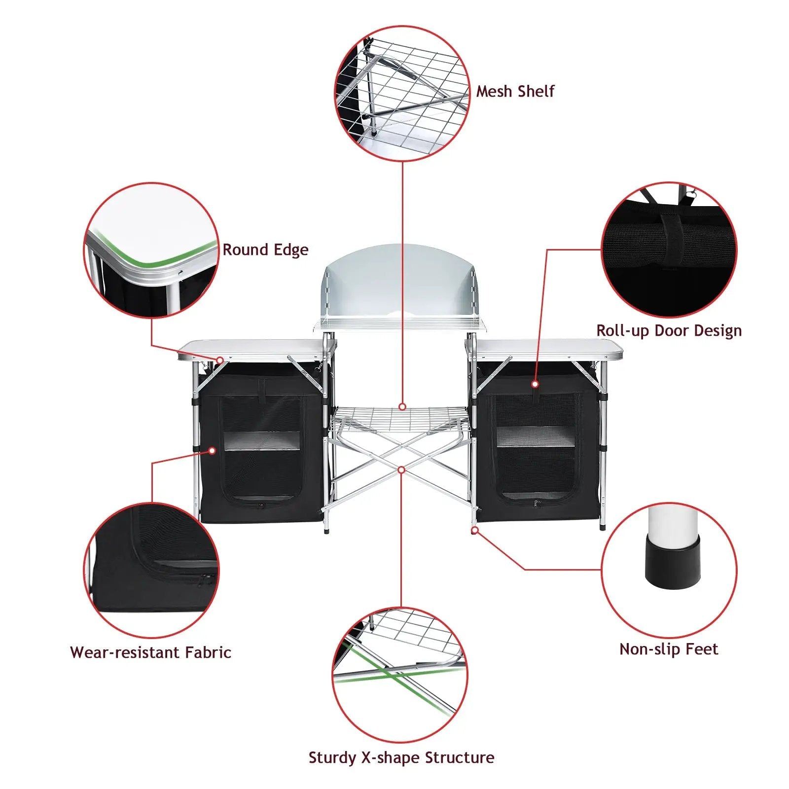 Folding Camping Table with Storage Organizer by DirectDeals