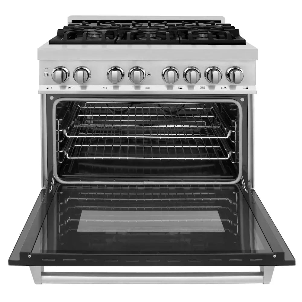 ZLINE 36" Bundle Range RA-BLM-36 & Wall Range Hood KB-36, 2KP-RABLMRH36 by Farmhouse Kitchen and Bath