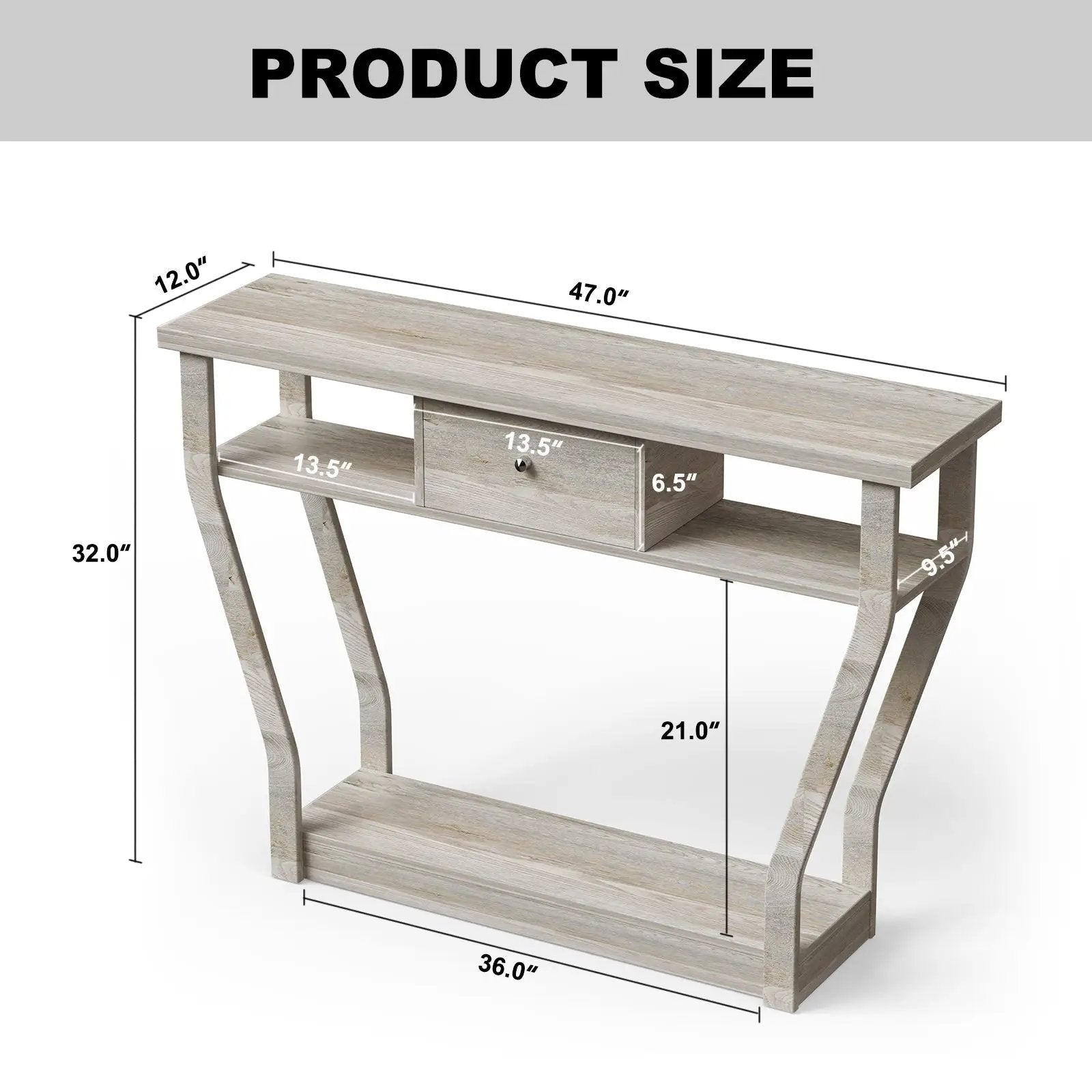 Curved Frame Modern Console Table with Storage Drawer for Entryway by DirectDeals
