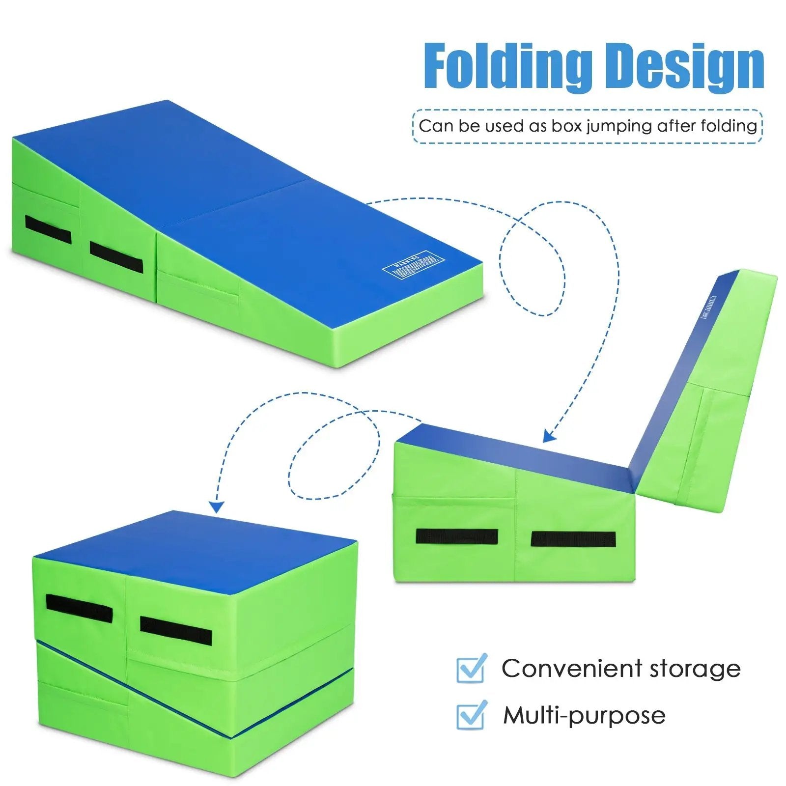 Folding Wedge Exercise Gymnastics Mat with Handles by DirectDeals