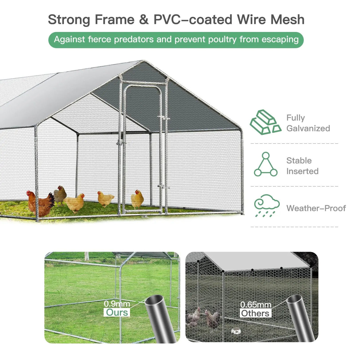 Large Walk in Shade Cage Chicken Coop with Roof Cover by DirectDeals