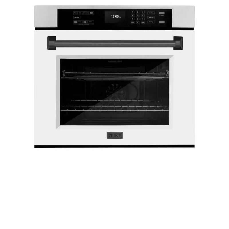 ZLINE 30" Autograph Edition Professional True Convection Single Wall Oven, Air Fry, Self Clean, White Matte, Matte Back WASZ-WM-30-MB by Farmhouse Kitchen and Bath
