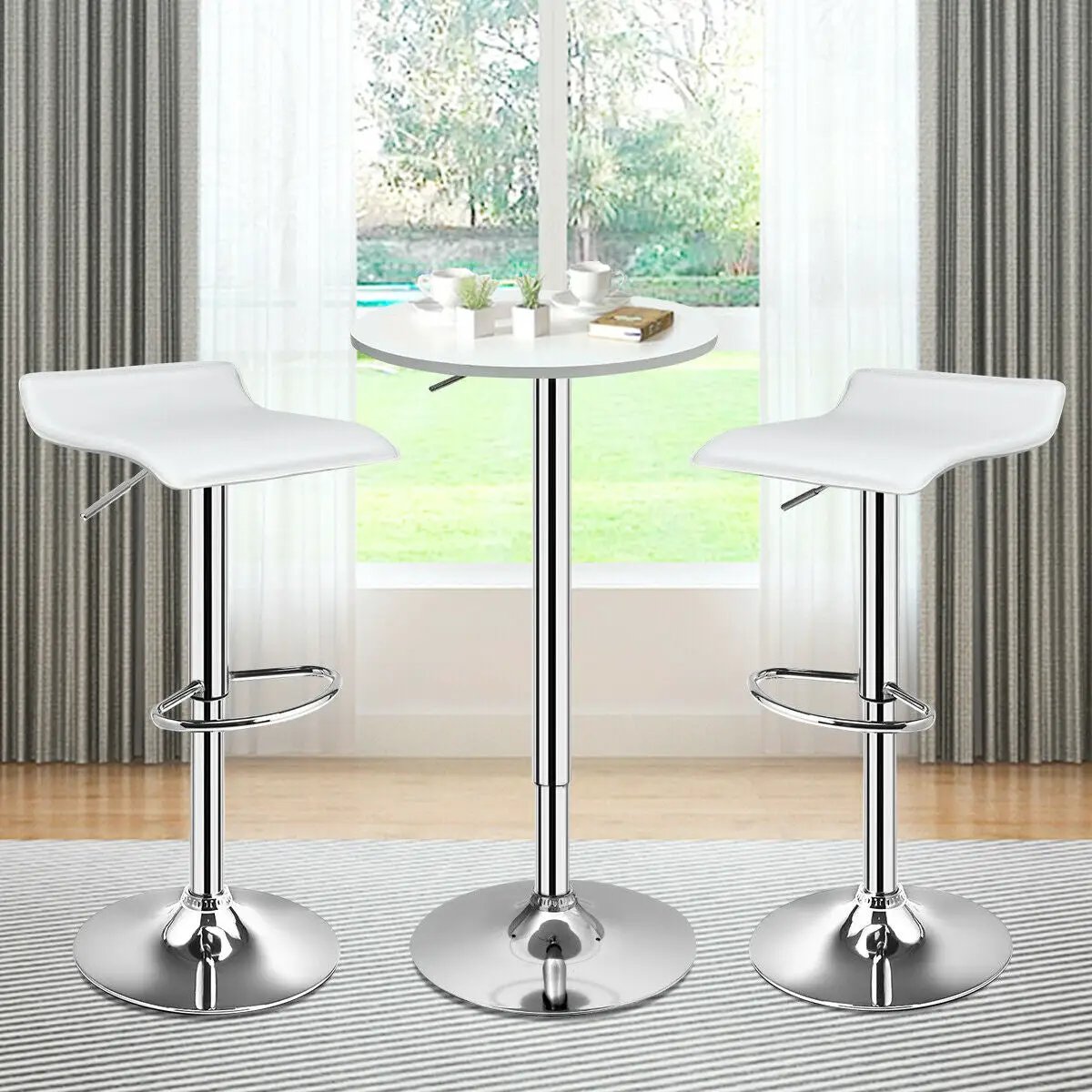 Set of 2 Adjustable PU Leather Backless Bar Stools by DirectDeals