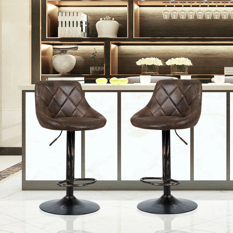 Set of 2 Adjustable Bar Stools with Backrest and Footrest by DirectDeals
