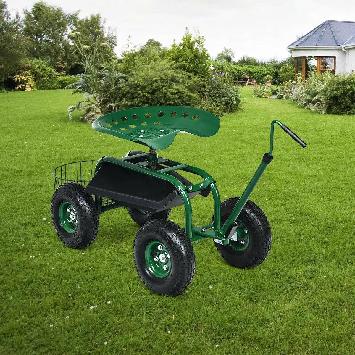 Extendable Handle Garden Cart Rolling Wagon Scooter by DirectDeals