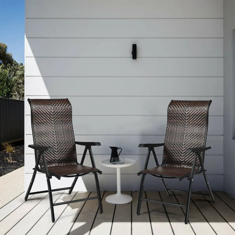 Patio Rattan Folding Chair with Armrest by DirectDeals