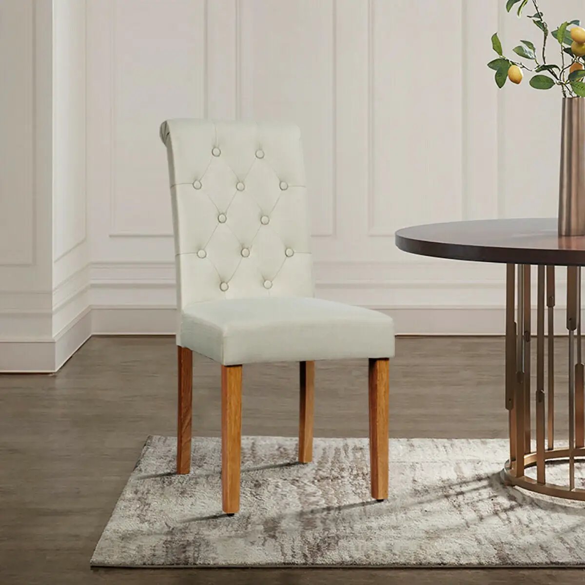 2 Pieces Tufted Dining Chair Set with Adjustable Anti-Slip Foot Pads by DirectDeals
