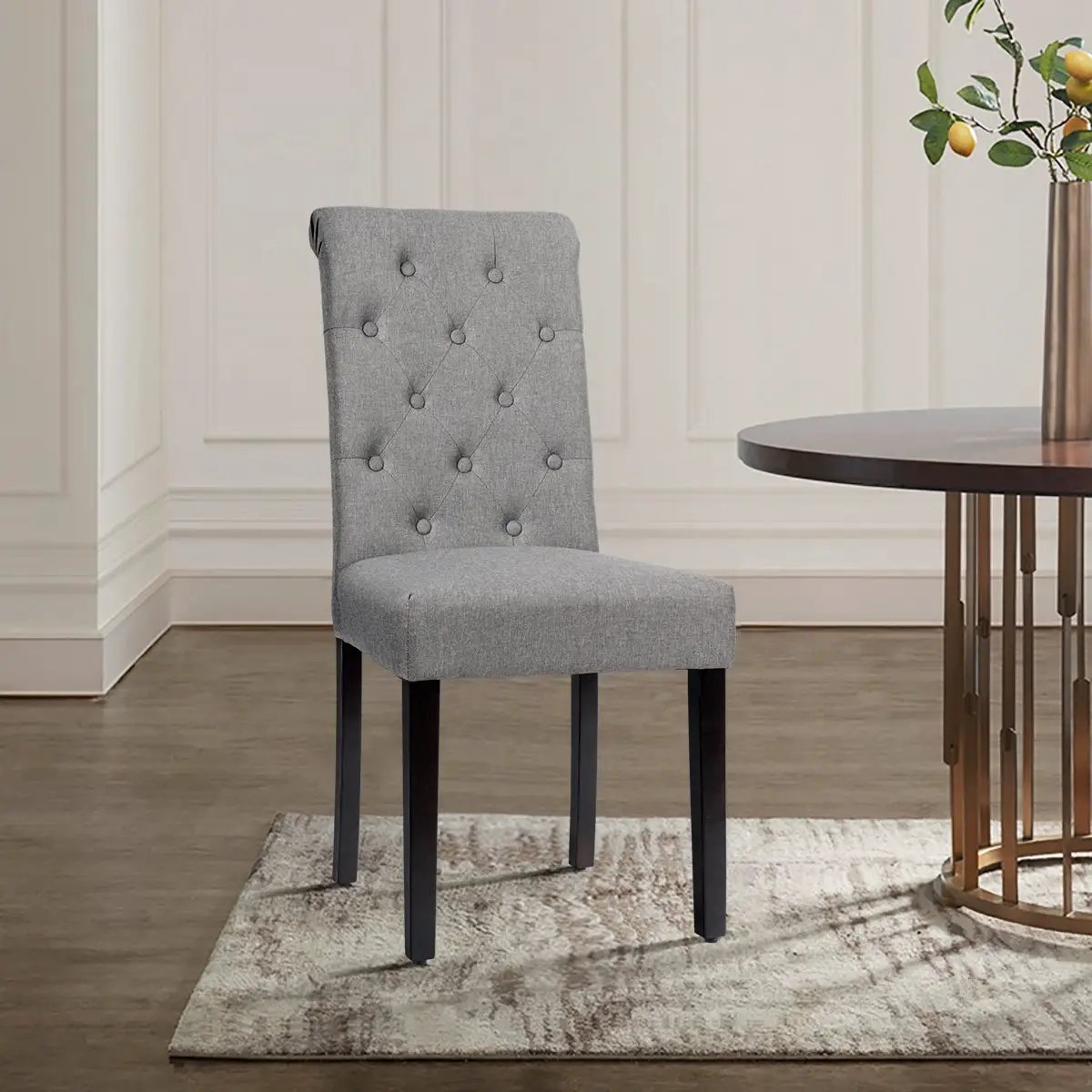 2 Pieces Tufted Dining Chair Set with Adjustable Anti-Slip Foot Pads by DirectDeals