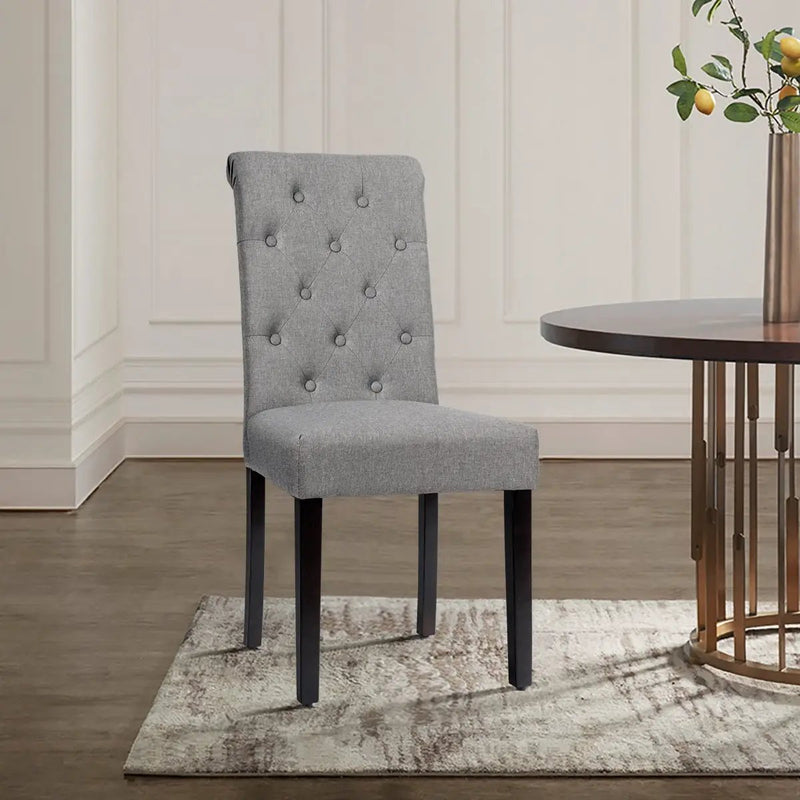 2 Pieces Tufted Dining Chair Set with Adjustable Anti-Slip Foot Pads by DirectDeals