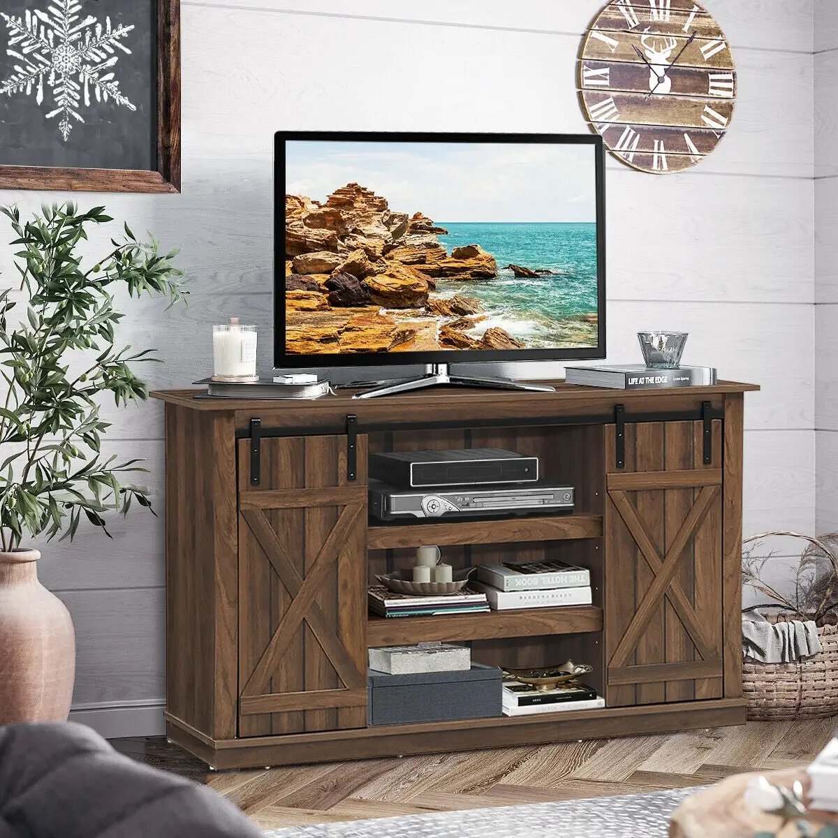 Sliding Barn TV Stand Console Table by DirectDeals