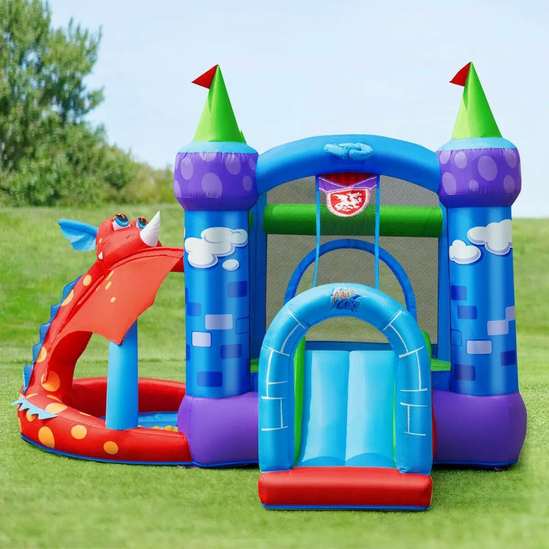 Kids Inflatable Bounce House Dragon Jumping Slide Bouncer Castle with 740W Blower by DirectDeals