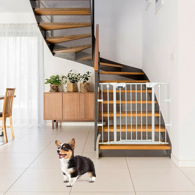 6 Panel Wall-mount Adjustable Baby Safe Metal Fence Barrier-White by DirectDeals