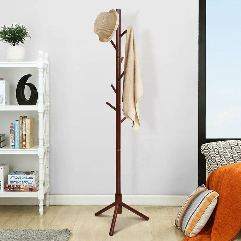 2 Heights Wooden Coat Rack with 8 Hooks by DirectDeals