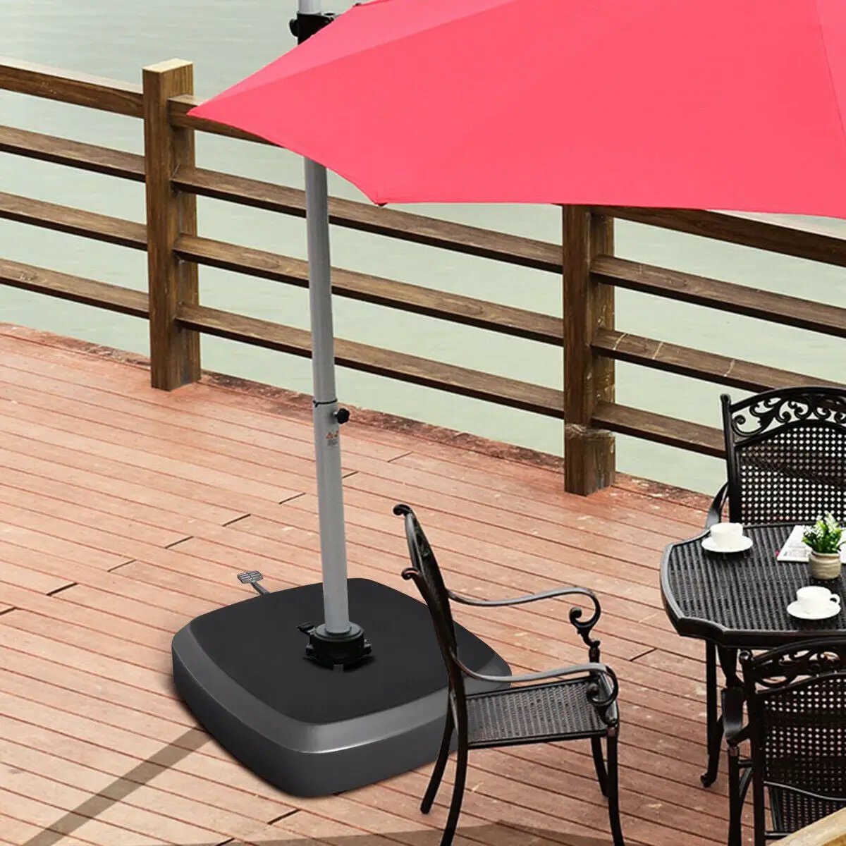 Patio Cantilever Offset Umbrella Base with Wheels for Garden Poolside Deck by DirectDeals