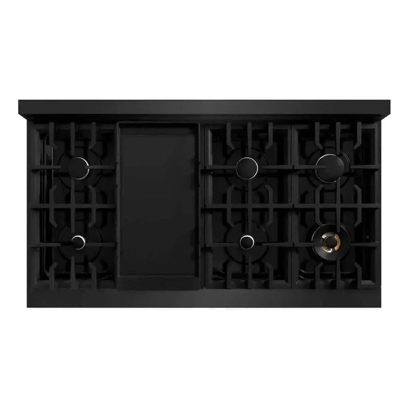 ZLINE 48" Dual Fuel Range, Gas Cooktop, Electric Convection Oven Black Stainless Steel, CDRB-48 by Farmhouse Kitchen and Bath