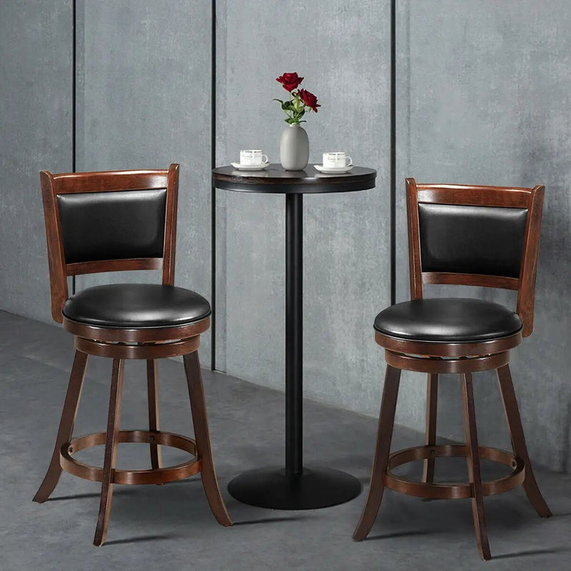29 Inch Swivel Bar Height Stool Wooden Upholstered Dining Chair by DirectDeals