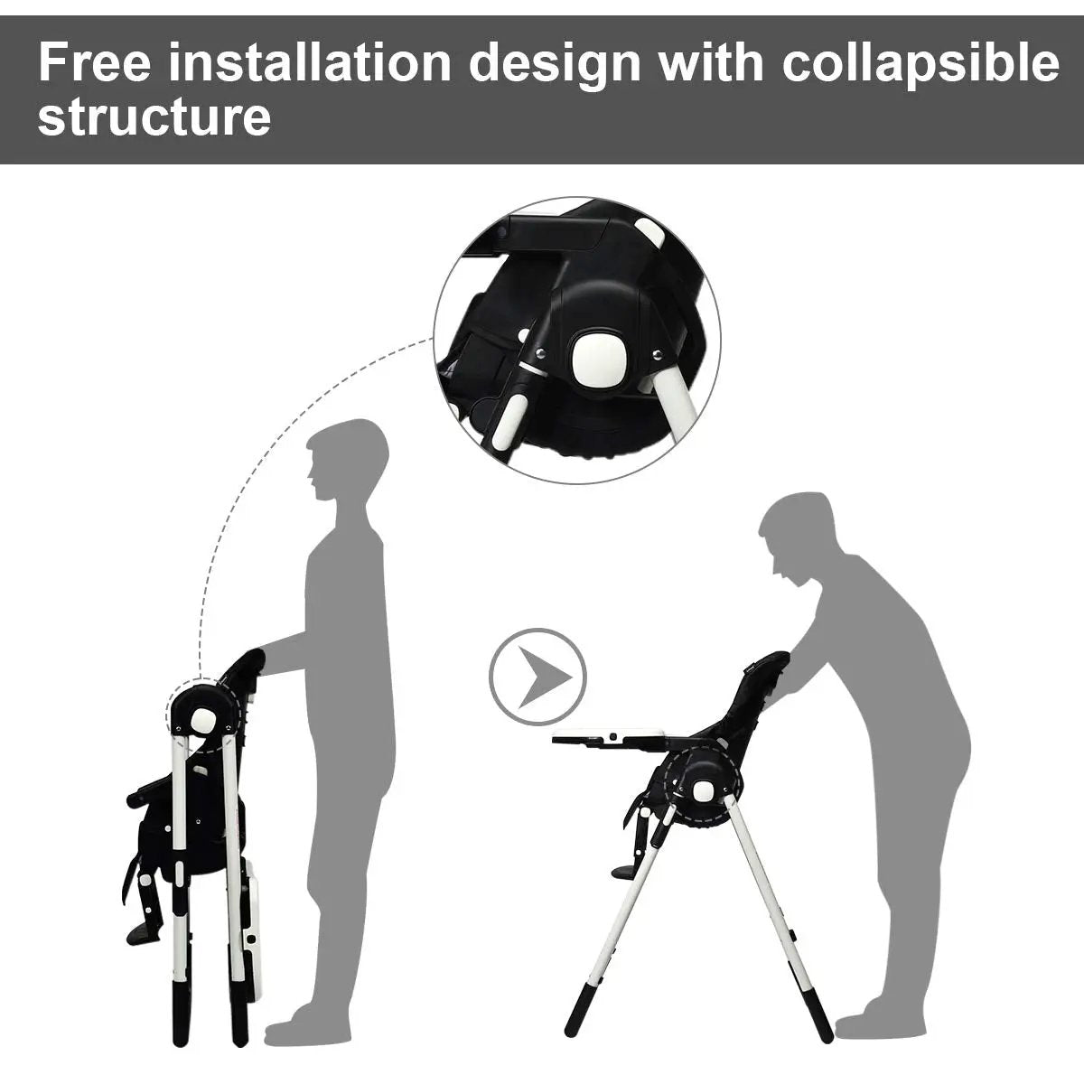 Foldable High chair with Multiple Adjustable Backrest by DirectDeals