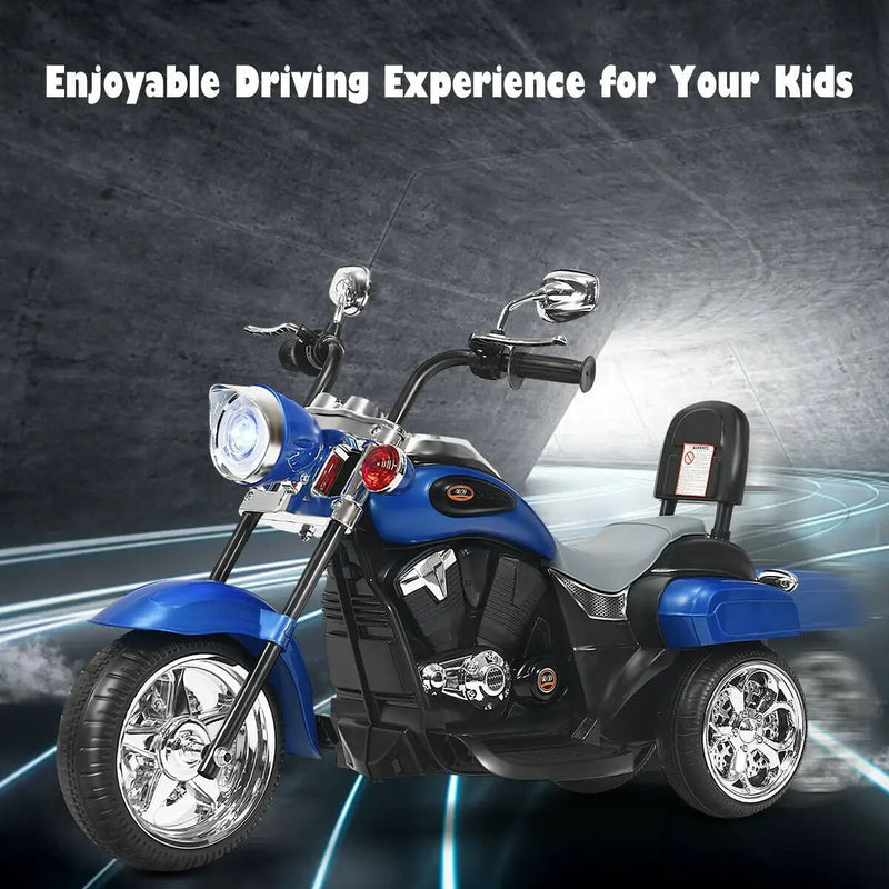 6V Powered Toddler 3-Wheel Motorbike Ride On Toy with Horn and Headlight-Black and White by DirectDeals