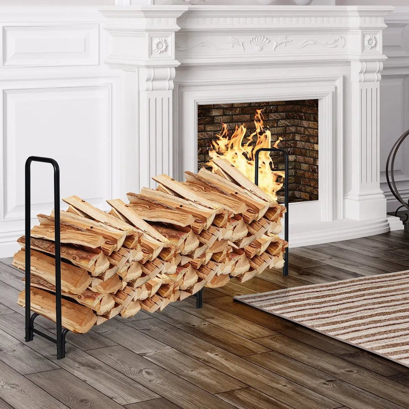 8 Feet Outdoor Steel Firewood Log Rack by DirectDeals