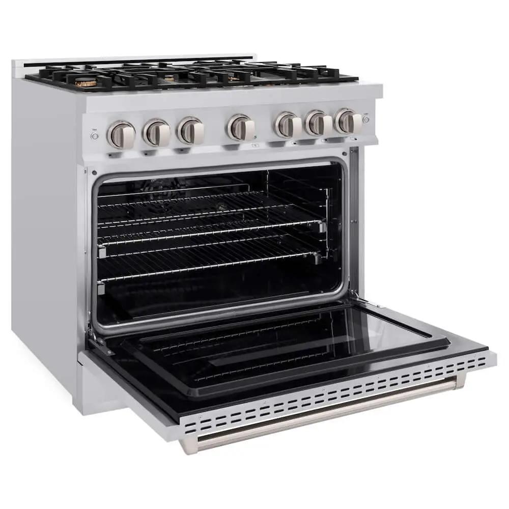 ZLINE 36" Dual Fuel Range, Gas Cooktop, Electric Convection Oven Stainless Steel, CDR-BR-36 by Farmhouse Kitchen and Bath
