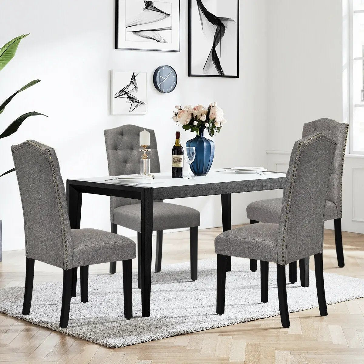 Set of 2 Tufted Upholstered Dining Chairs by DirectDeals