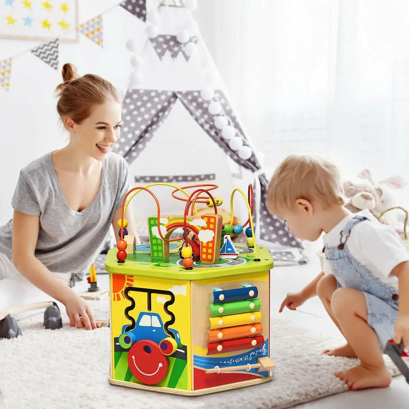 7-in-1 Wooden Activity Cube Toy by DirectDeals