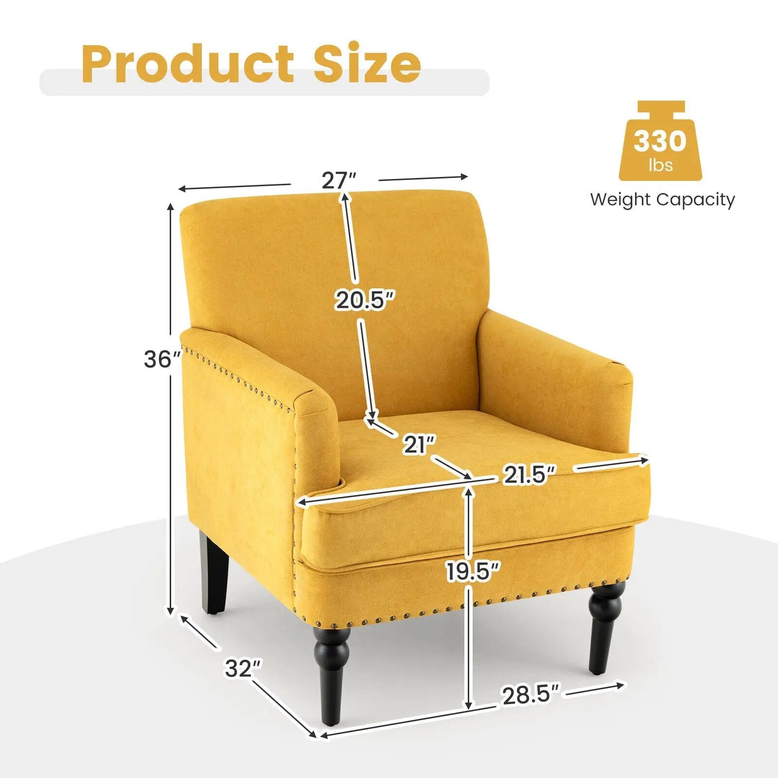 Modern Upholstered Padded Accent Chair with Rubber Wood Legs by DirectDeals