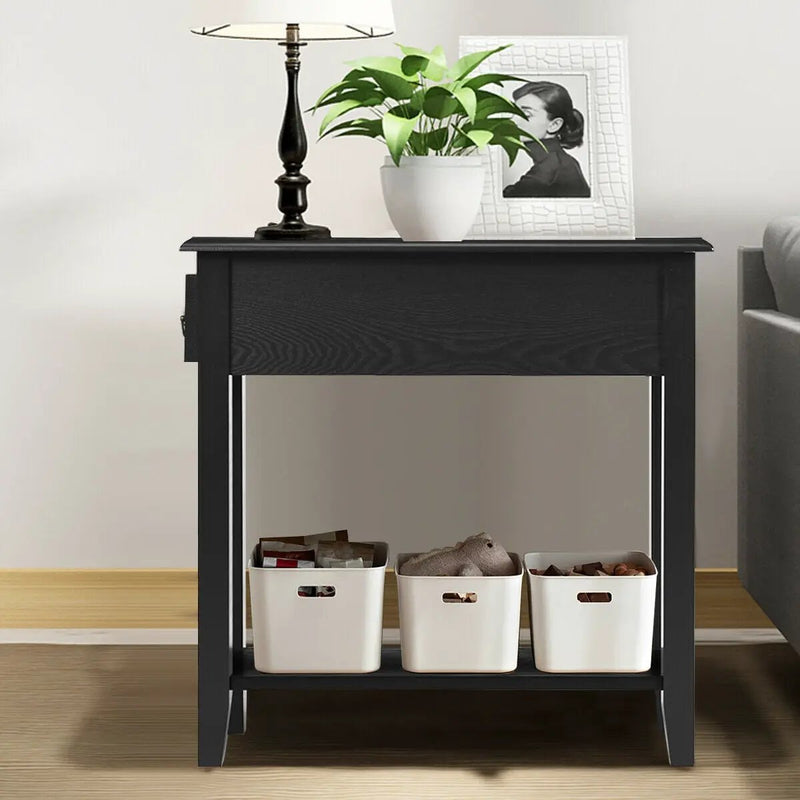 End Table Bedside Sofa End Table Narrow Nightstand with Wooden Legs by DirectDeals