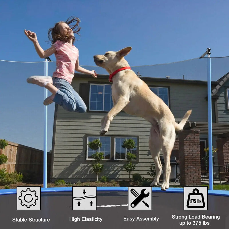 15 Feet Outdoor Bounce Trampoline with Safety Enclosure Net by DirectDeals