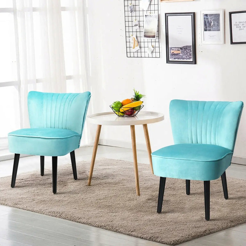 Set of 2 Upholstered Modern Leisure Club Chairs with Solid Wood Legs by DirectDeals