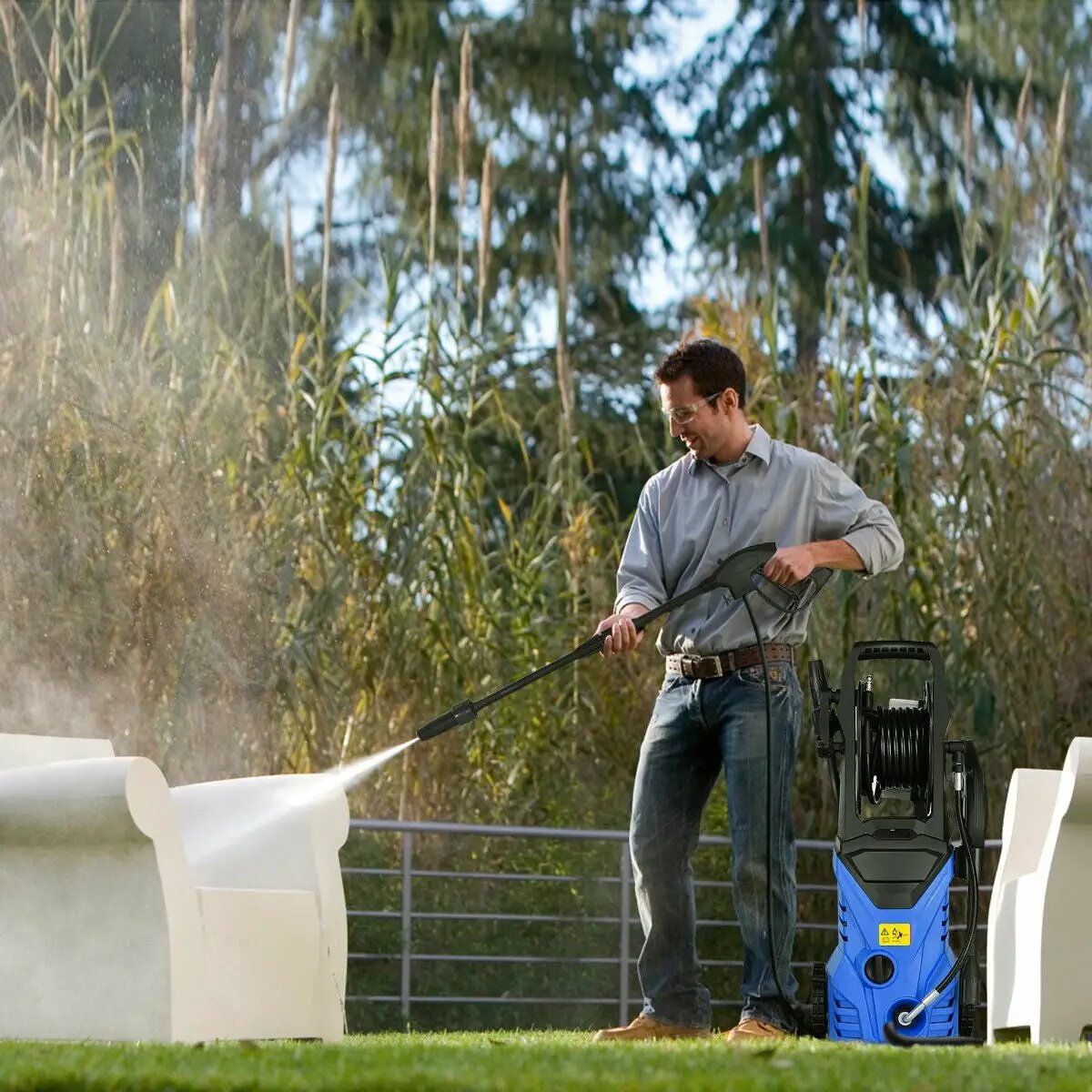 1800W 2030PSI Electric Pressure Washer Cleaner with Hose Reel by DirectDeals