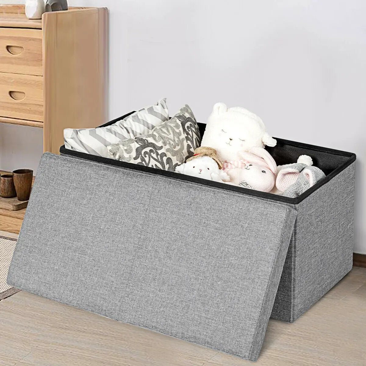 30 Inch Folding Storage Ottoman with Lift Top by DirectDeals