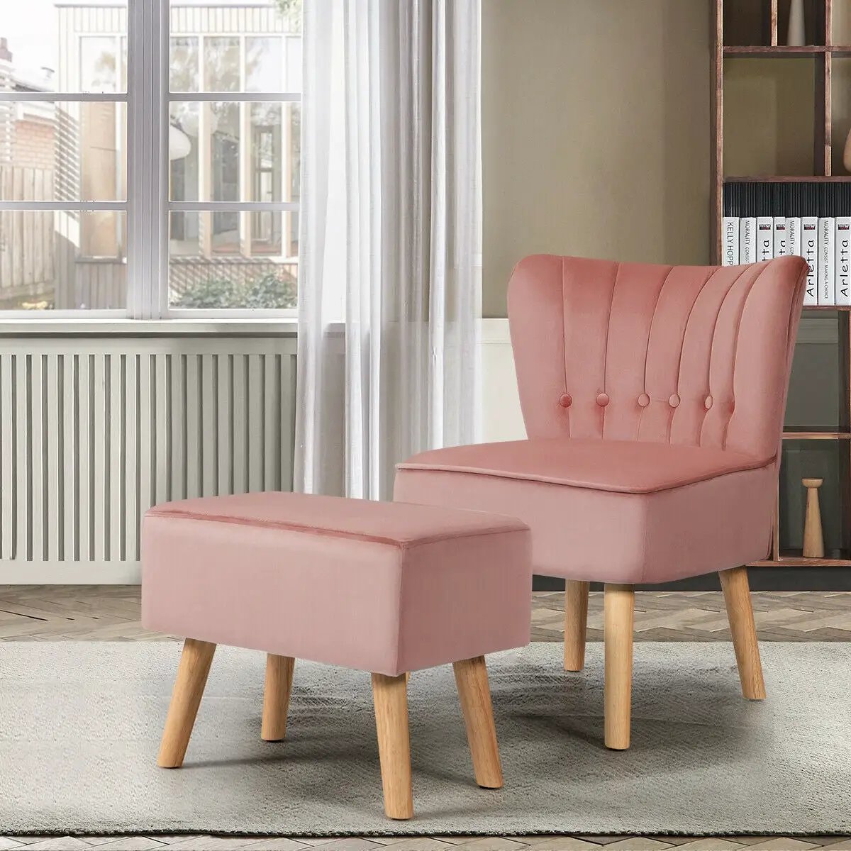Modern Accent Chair Ottoman Set with Footstool by DirectDeals