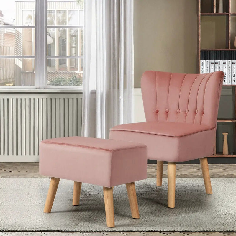 Modern Accent Chair Ottoman Set with Footstool by DirectDeals