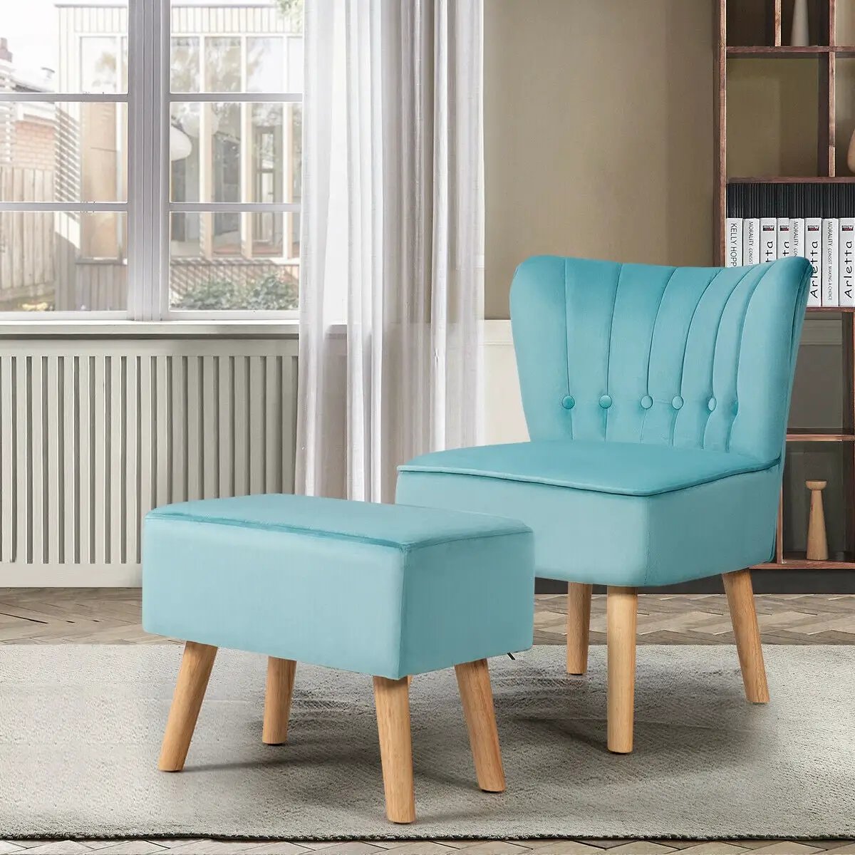 Modern Accent Chair Ottoman Set with Footstool by DirectDeals