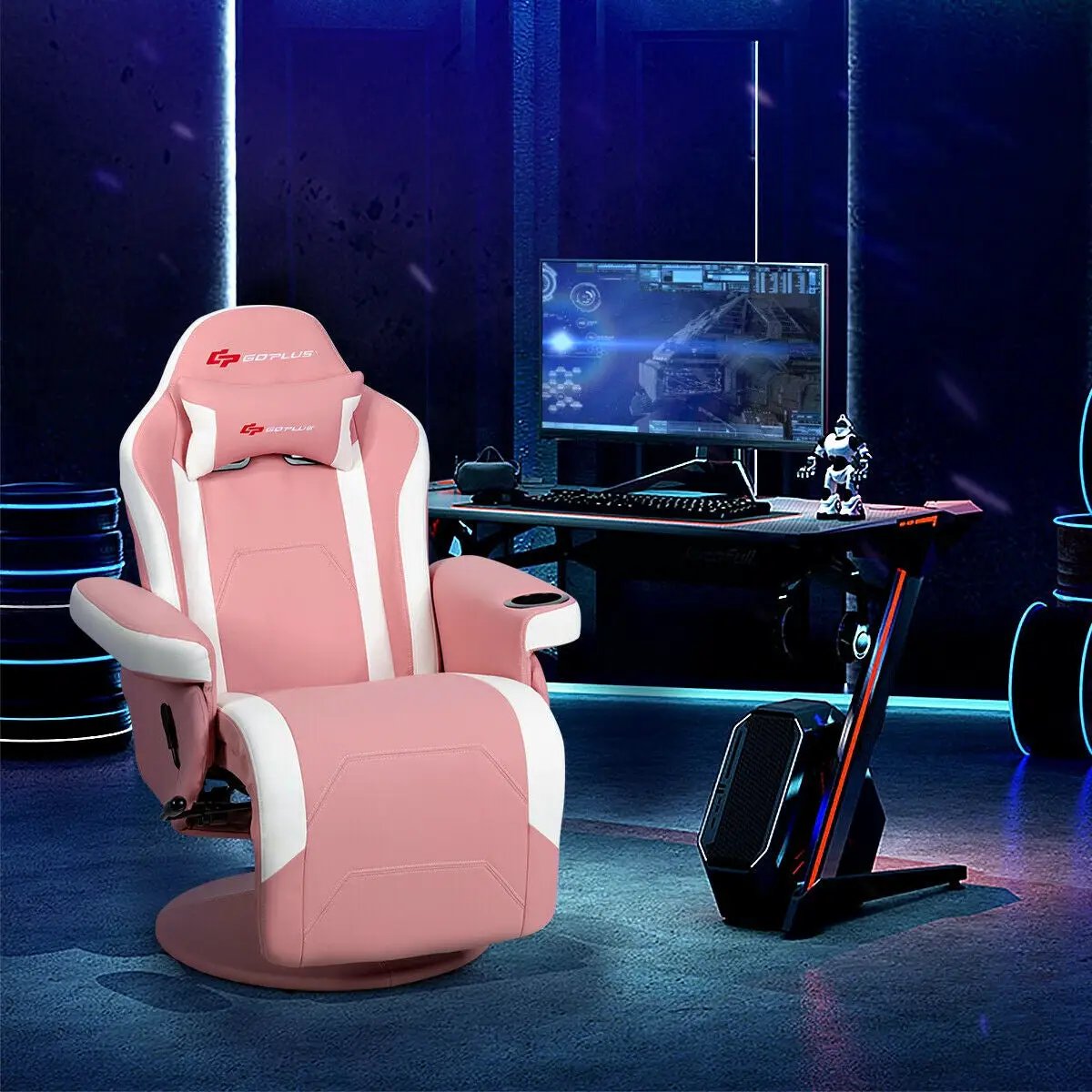Ergonomic High Back Massage Gaming Chair with Pillow by DirectDeals